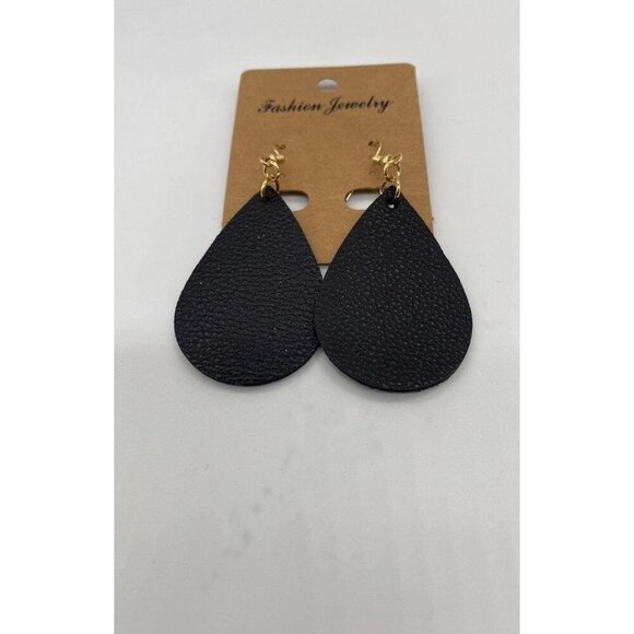 Women's Black Teardrop Statement Earrings Fashion Jewelry Hook Style Lightweight - Picture 2 of 5